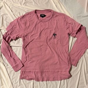 Rare Stussy Men's Pink Long Sleeve Tee